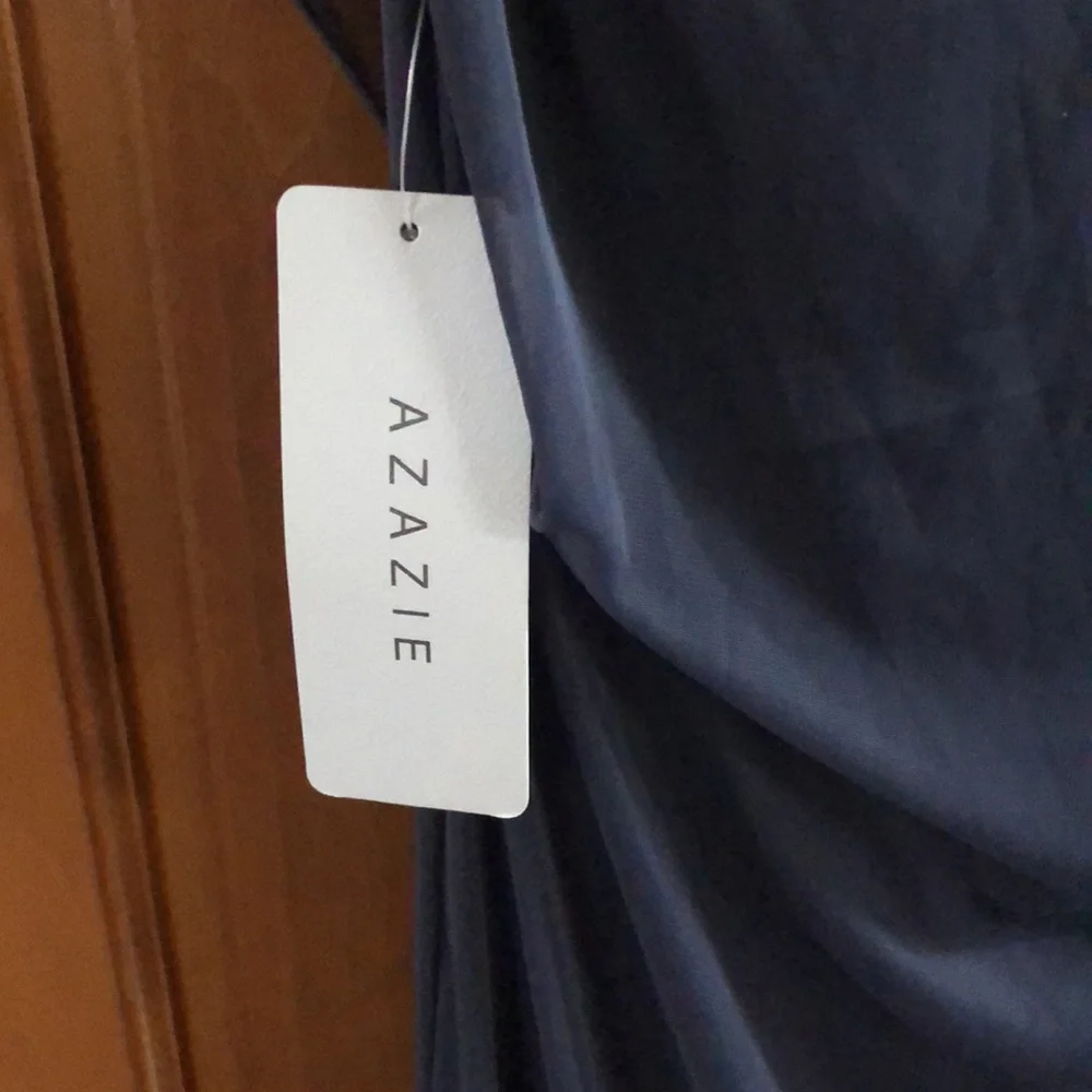 Azazie elegant Blue-Grey Gown, size 10 - Picture 14 of 15